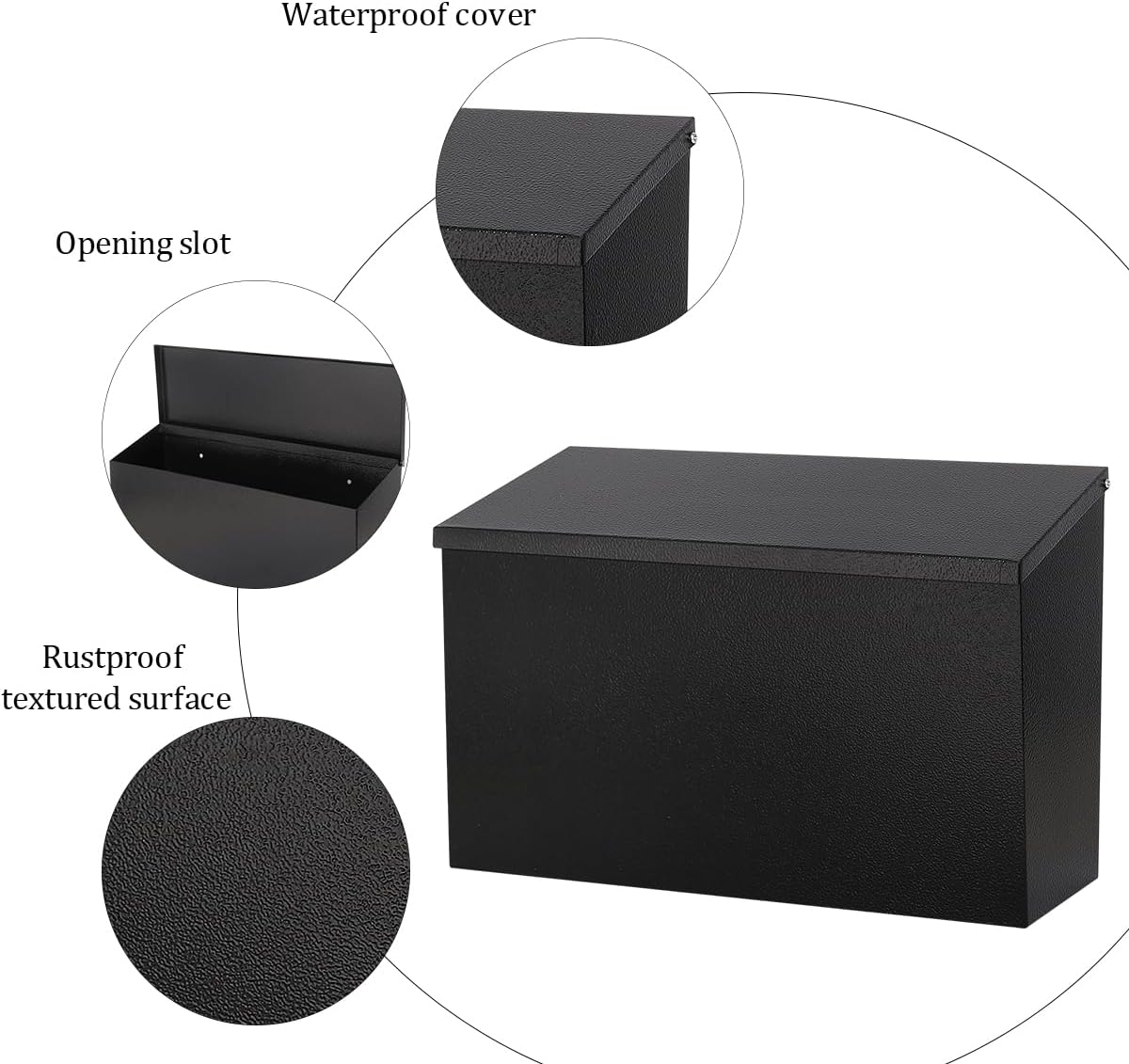 Wall-Mount Mailbox for Outside,Large Capacity Mail Box Waterproof and Rust-Resistant, Galvanized Steel Metal Post
