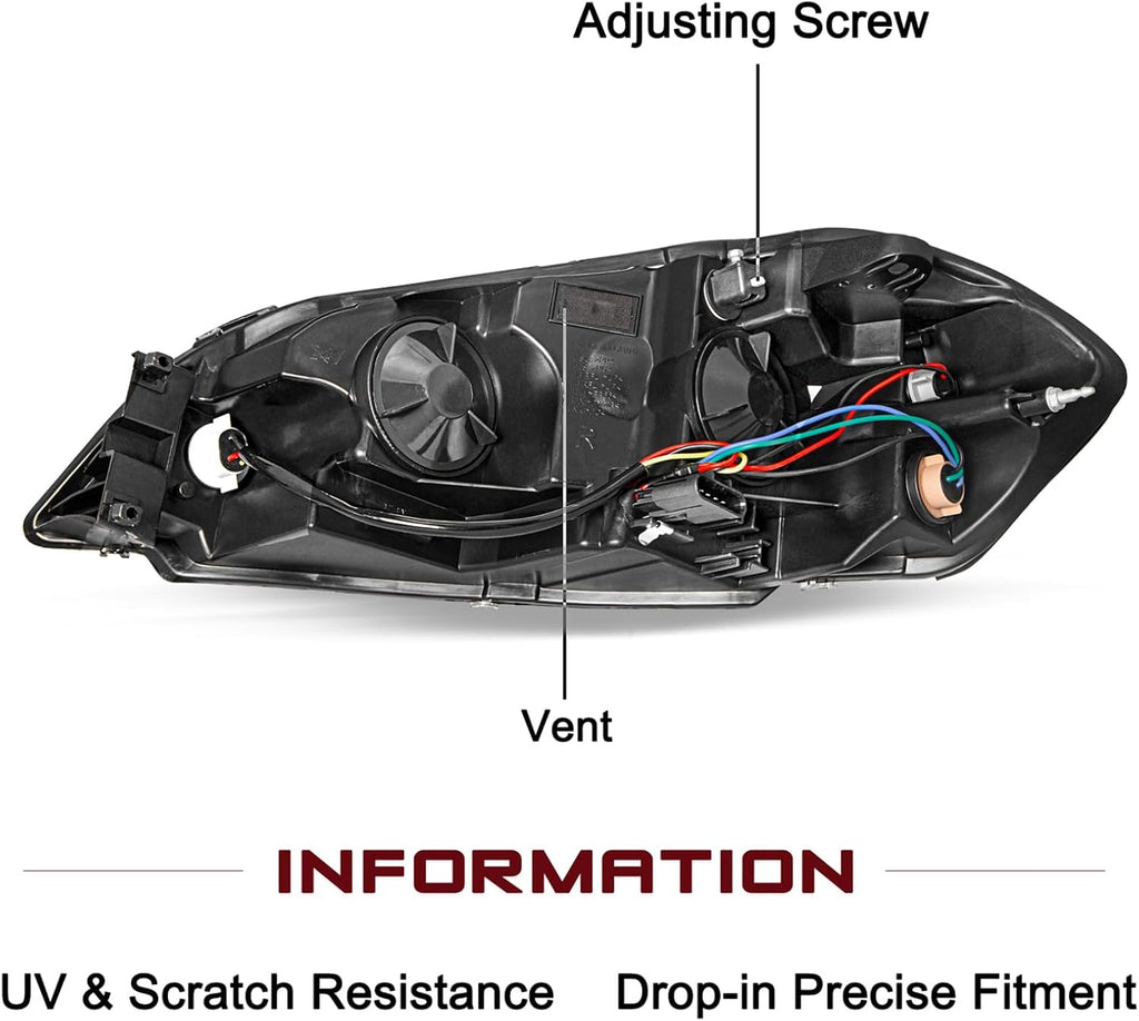 JSBOYAT Headlight Assembly Fit for 2006-2013 Chevy Impala