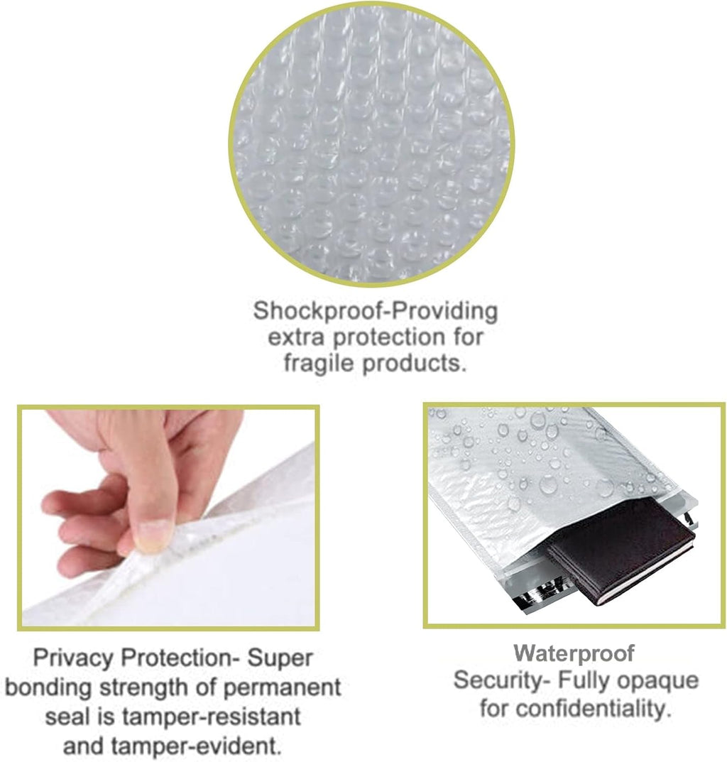 White Poly Bubble Mailers Size 12.5" x 19" #6 Shipping Mailing Bubble Padded Envelopes, Mailing Bags, Inside Space