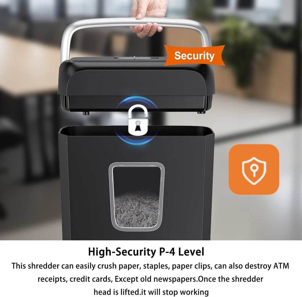 Paper Shredder for Home Office, 6-Sheet Cross-Cut, Shreds Paper, Credit Cards, Mail, Staples & Clips, 3.4-Gallon