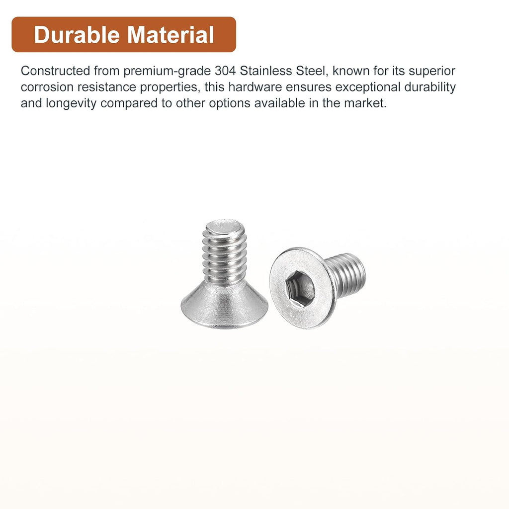 DTGN #10-32x3/8 Flat Head Socket Cap Screws 20Pack 304 SS Full Thread