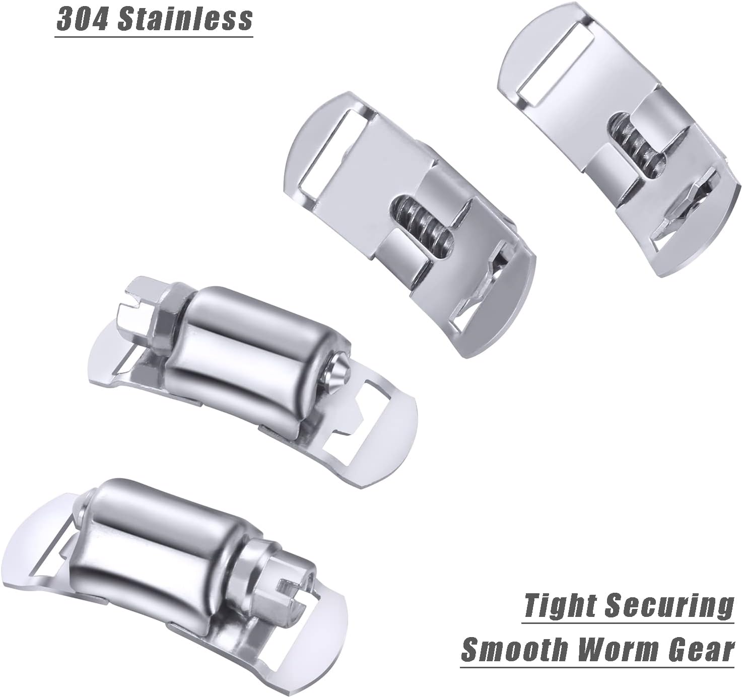 Stainless Steel Worm Gear Hose Clamp Assortment Kit, Cut-To-Fit | DIY 12FT Strap+8 Fasteners, Large Adjustable Band