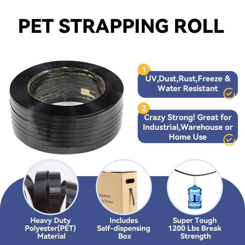 Banding Strapping Kit with 5/8" x2100 ft Polyester Band PET Strapping Roll