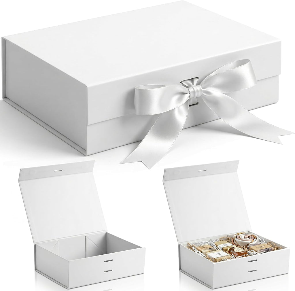 White Magnetic Gift Box, 10.5 X 7.5 X 3.1 inches