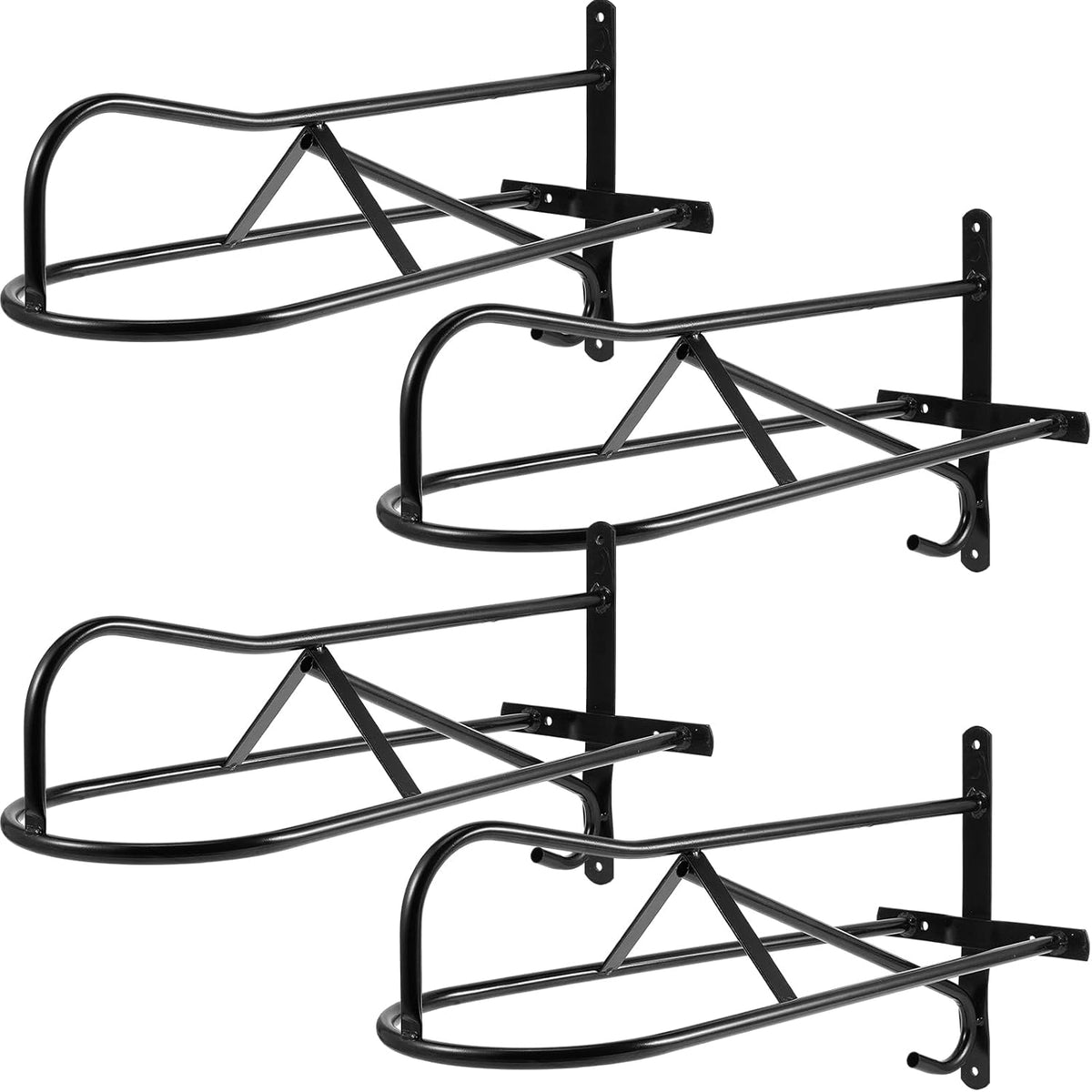 4 Sets Saddle Rack Wall Mounted Black Holder for Western Saddles