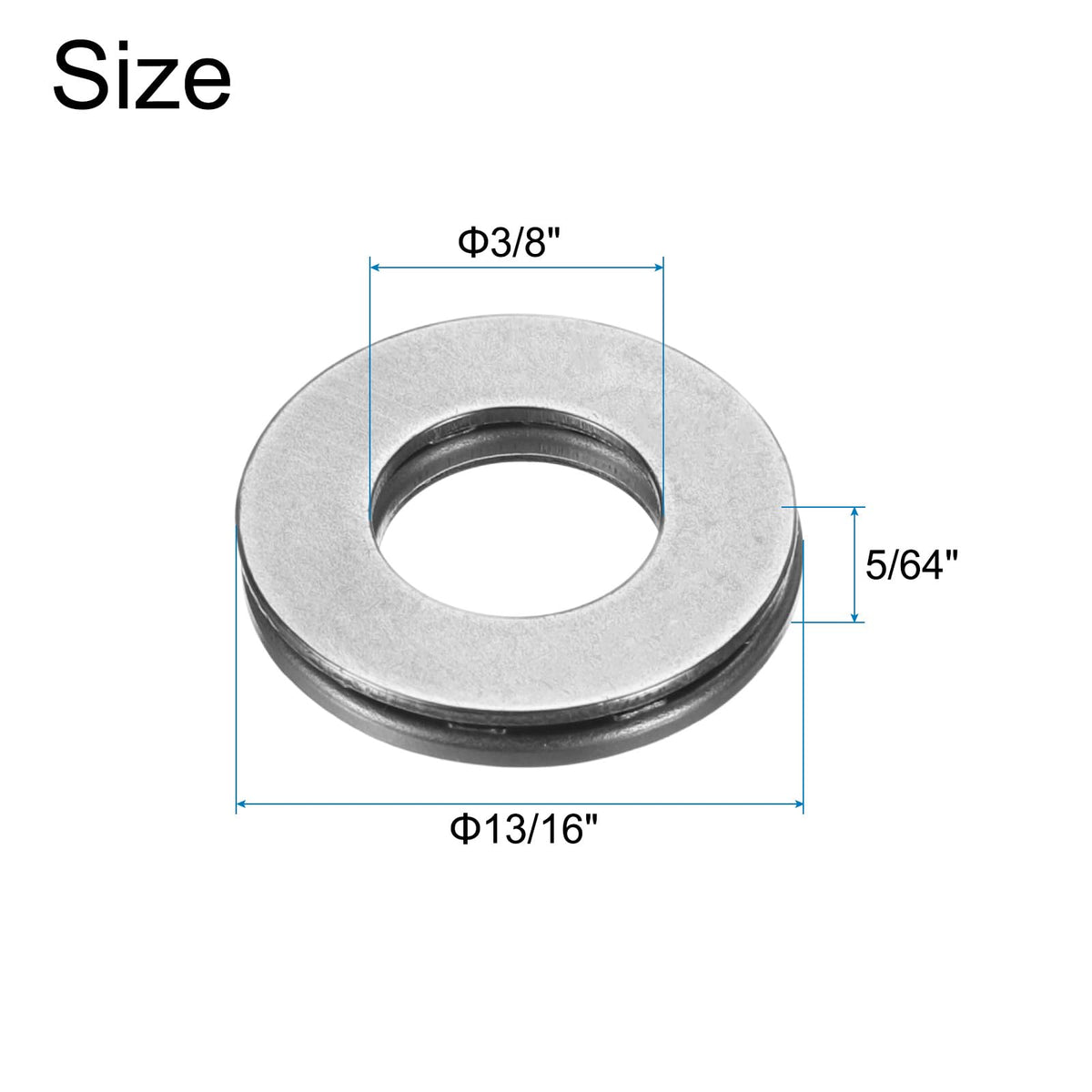 uxcell 8Sets TC613+2TRA Thrust Needle Roller Bearing 3/8 x 13/16 x 5/64