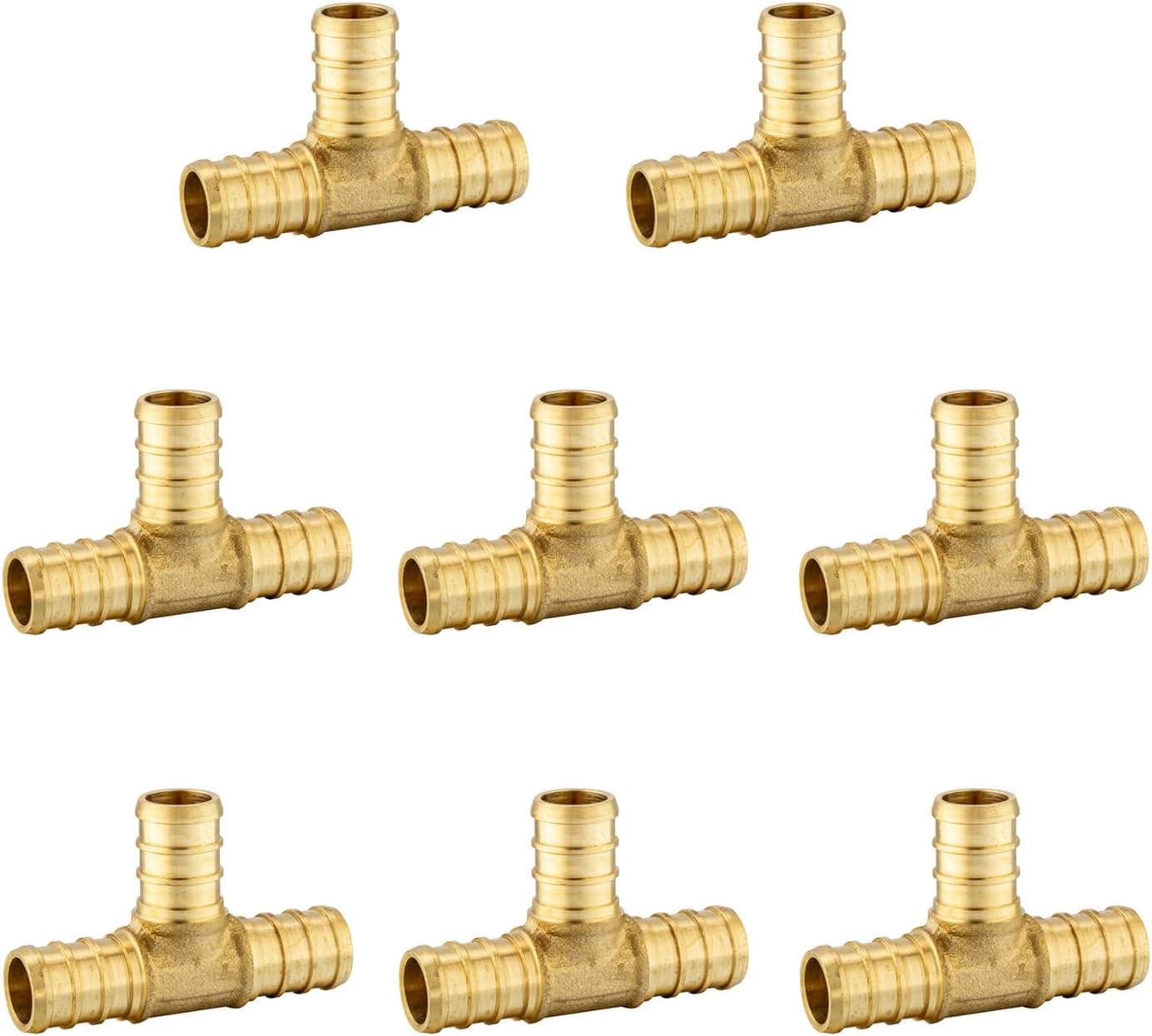8PC EFIELD Pex 1/2"Tee Brass Crimp Fitting For Pex Tubing/Pipe Connection | PEX Tee,LF Brass,ASTM F1807-PEX1807068(8)