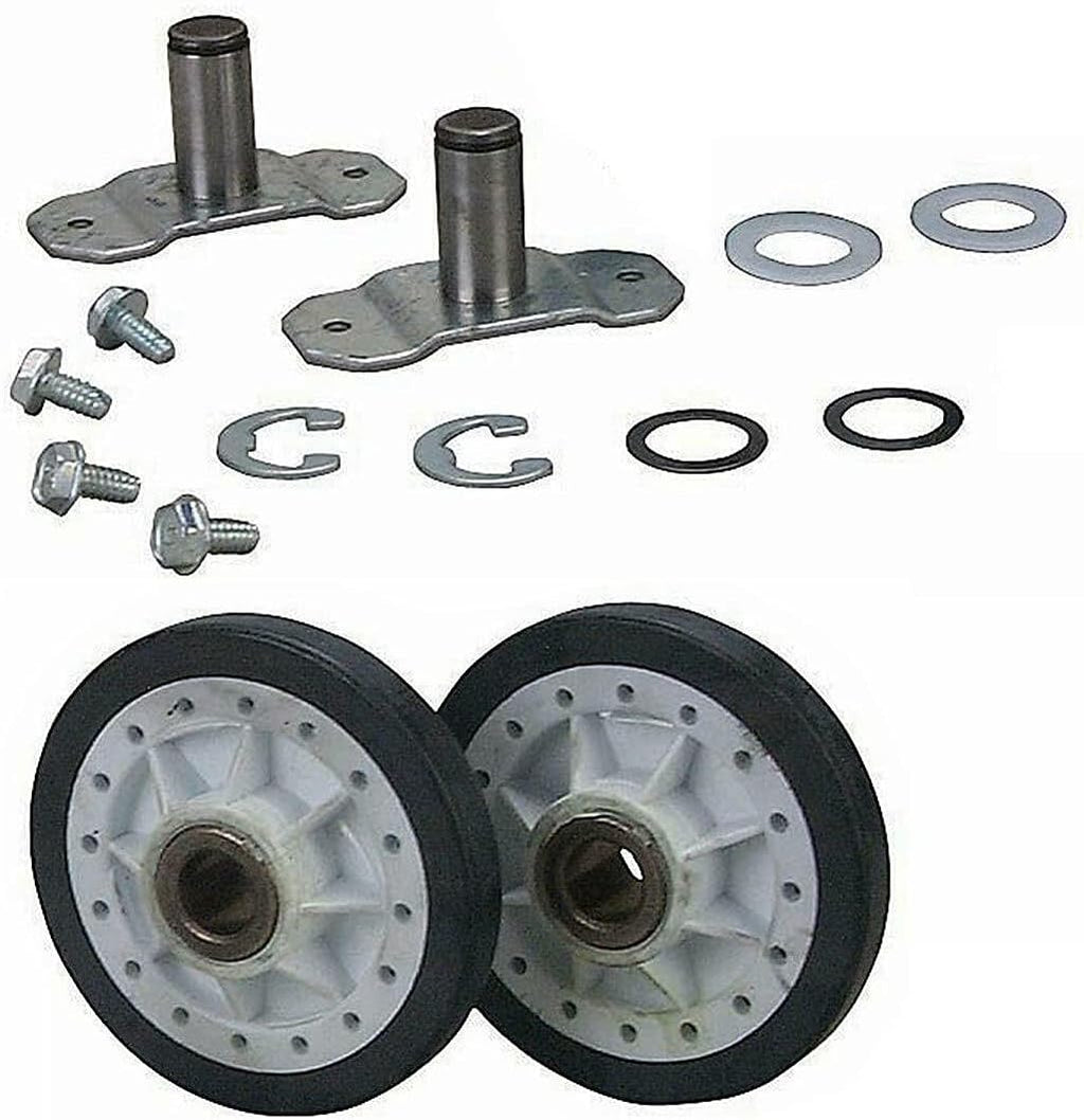 Dryer Rear Drum Roller Shaft Kit Replace For Maytag PYE2200AKW PYE2200AYW PYE2200AZW PYE2300AYW PYE2300AZW PYE3200AGW PYE3200AYW PYE3200AZW PYE3300AGW PYE3300AKW PYE3300AYW PYE3300AZW PYE3360AYW
