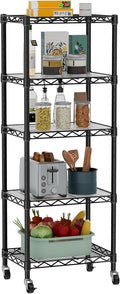 Small 5 Tier Shelves Storage Wire Shelving Unit Metal Shelf Adjustable Organizers Storage Shelving with Wheels for