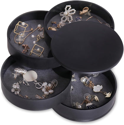 Jewelry Organizer, Small Jewelry Storage Box Earring Holder for Women, 5-Layer Rotating Travel Jewelry Tray Case with