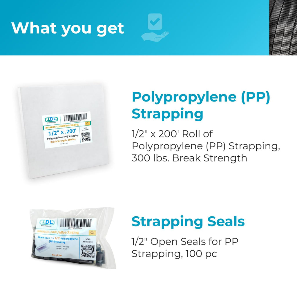 Refill for Portable 1/2" Polypropylene (PP) Strapping Kits - 1/2" x 200' Polypropylene Strapping Coil with 300 lbs