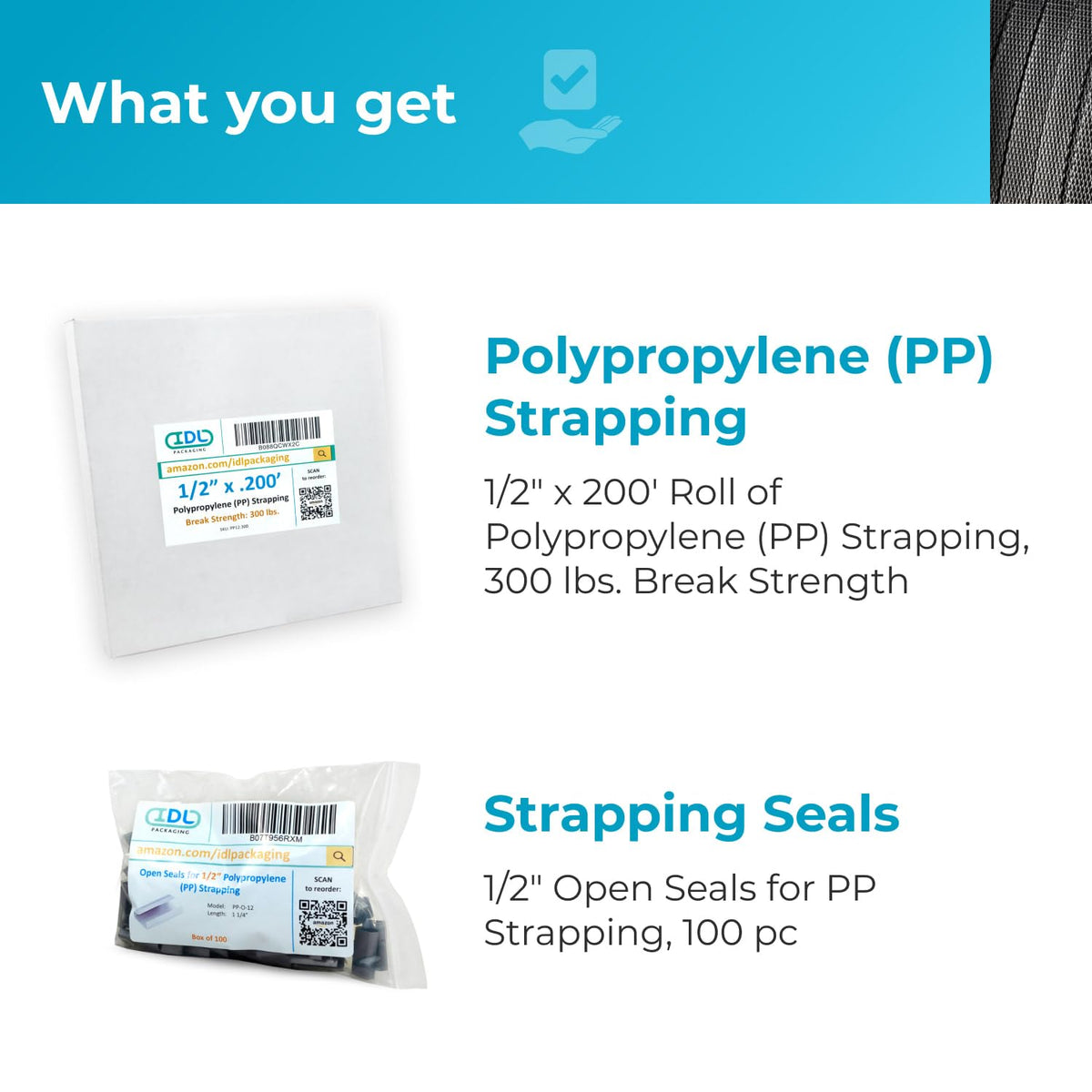 Refill for Portable 1/2" Polypropylene (PP) Strapping Kits - 1/2" x 200' Polypropylene Strapping Coil with 300 lbs