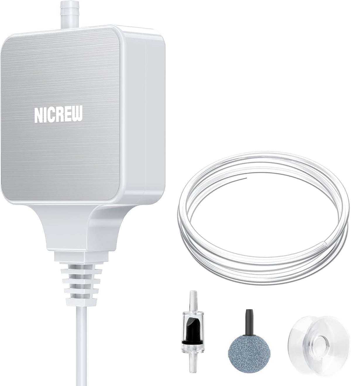 Nano Silent Aquarium Air Pump, White, for up to 10 Gallon Fish Tank