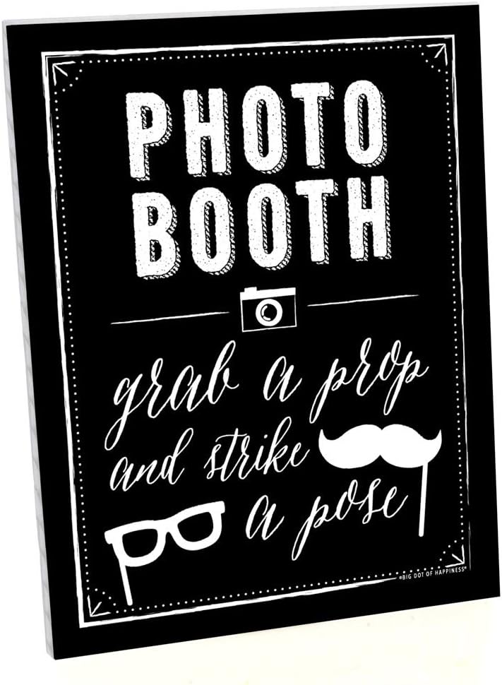 Photo Booth Sign with Stand – Festive & Durable Plastic Display – Indoor & Outdoor Party Decoration – 10.5” x 13.75”