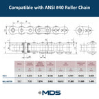 #40 Roller Chain Sprocket B Type 1" Bore 60 Tooth - 40BS60-1"