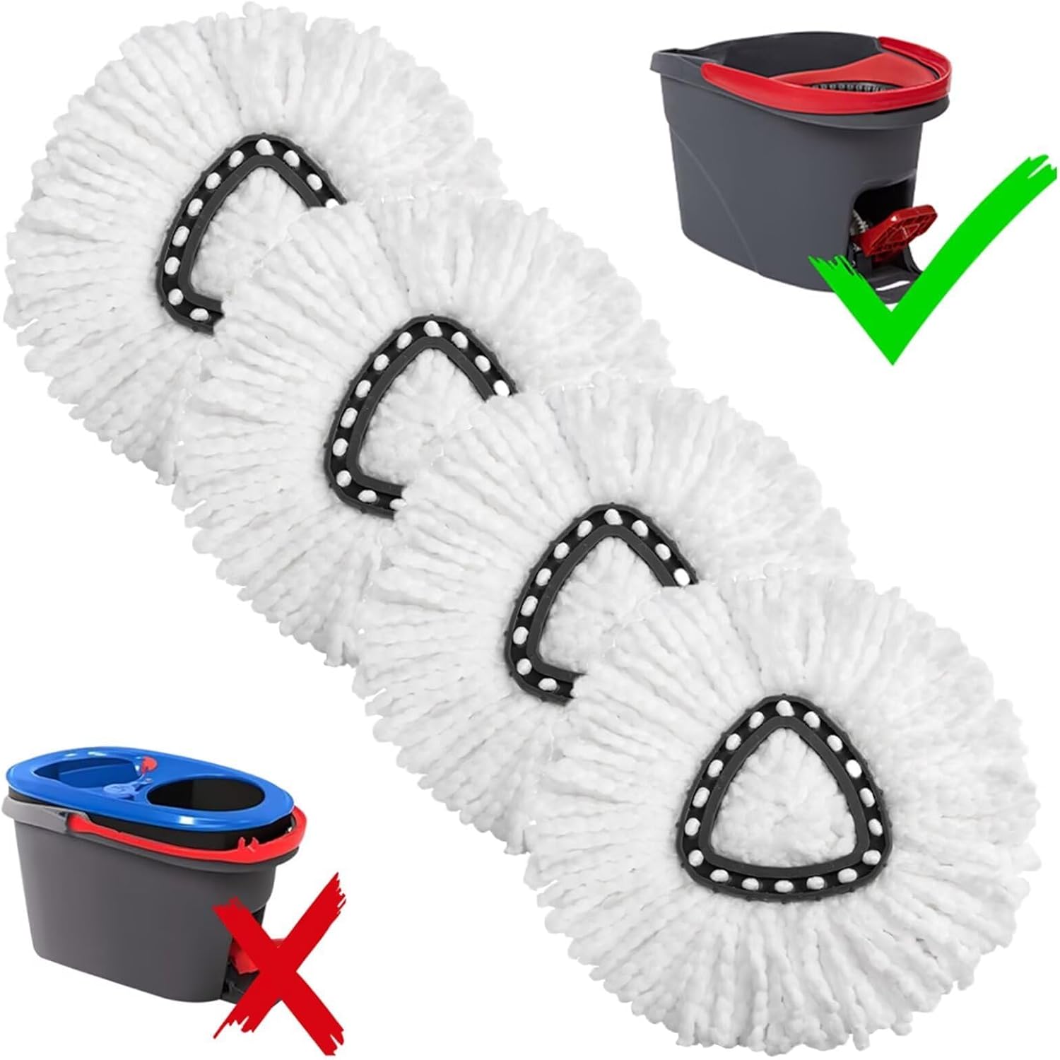 4-Pack Mop Replacement Heads for Ocedar Mop Replace Head EasyWrin Spin Mop Heads Replacements, Easy Cleaning Mop Head