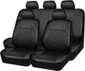 Universal Deluxe Pu Luxury Vinyl Faux Leather Car Seat Covers Full Set, Airbag Compatible, Breathable, Fit for Cars