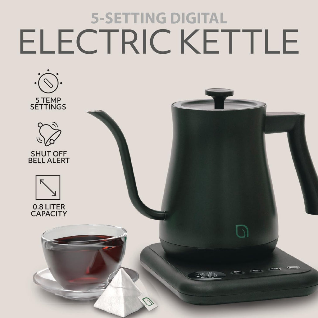 ECO SERIES Gooseneck Electric Kettle with 5 Temperature Presets and Keep Warm Feature, 0.8L Pour Over Kettle for