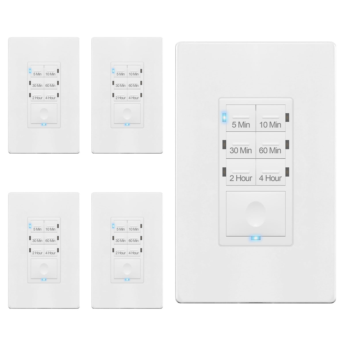 ENERLITES 4-Hour Neutral Countdown Wall Switch Timer Indoor, 5 Pack