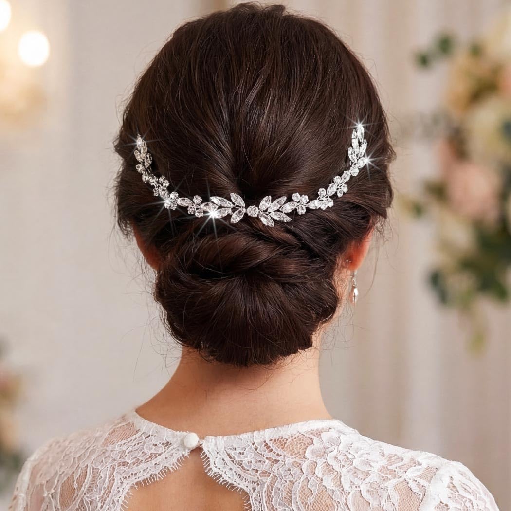 Wedding Crystal Hair Combs Bridal Headpieces Wedding Hair Accessories for Brides (Silver)