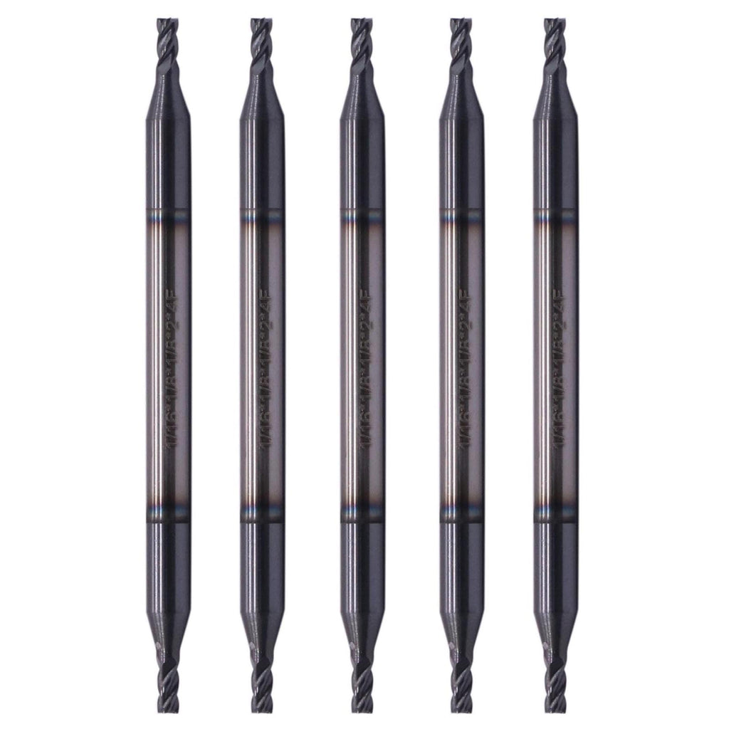 5Pcs 1/16" 4 Flute Solid Carbide Square End Mill, Double End, AlTiN Coated