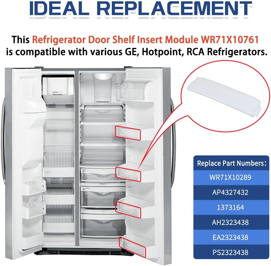 [Upgraded] WR71X10761 Fridge Shelf Trim (Clear) for GE Refrigerators, Door Shelf Insert Module Replacement Part, Replaces WR71X10289, AP4327432 (2 Pack)
