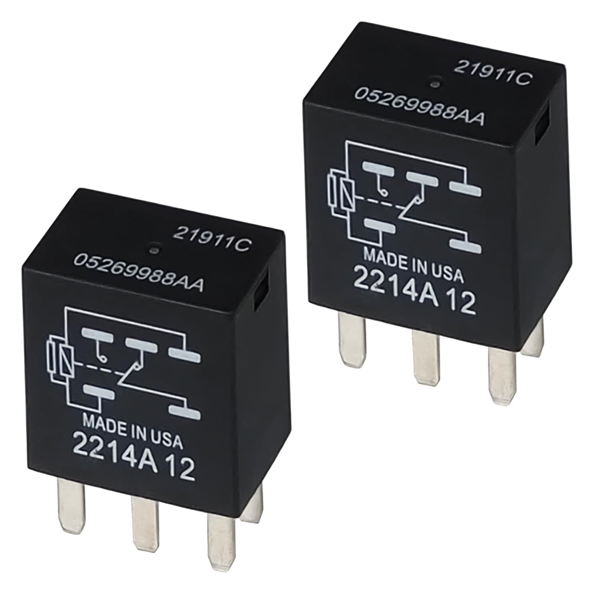 2Pcs 21911C 05269988AA 12VDC 10A 5Pins Automotive Relay Plug in