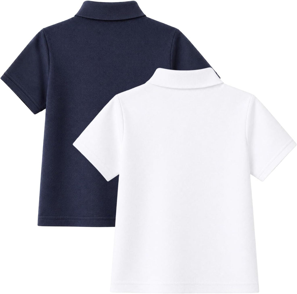 Boys Polo Shirts School Uniform Cotton Blend Collared Tops Kids | Soft cotton blend fabric, breathable and durable