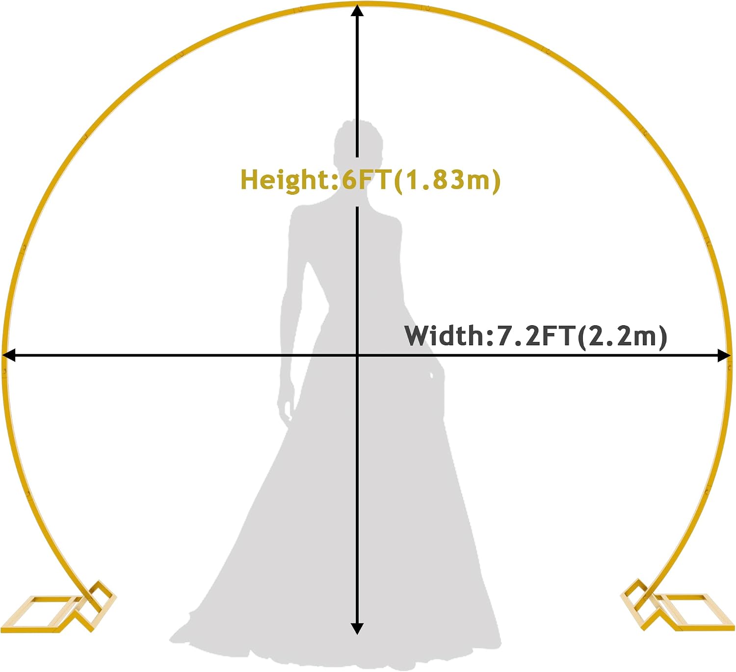 Round Backdrop Stand Gold 7.2ft Circle Arch Large Metal Wedding Arch