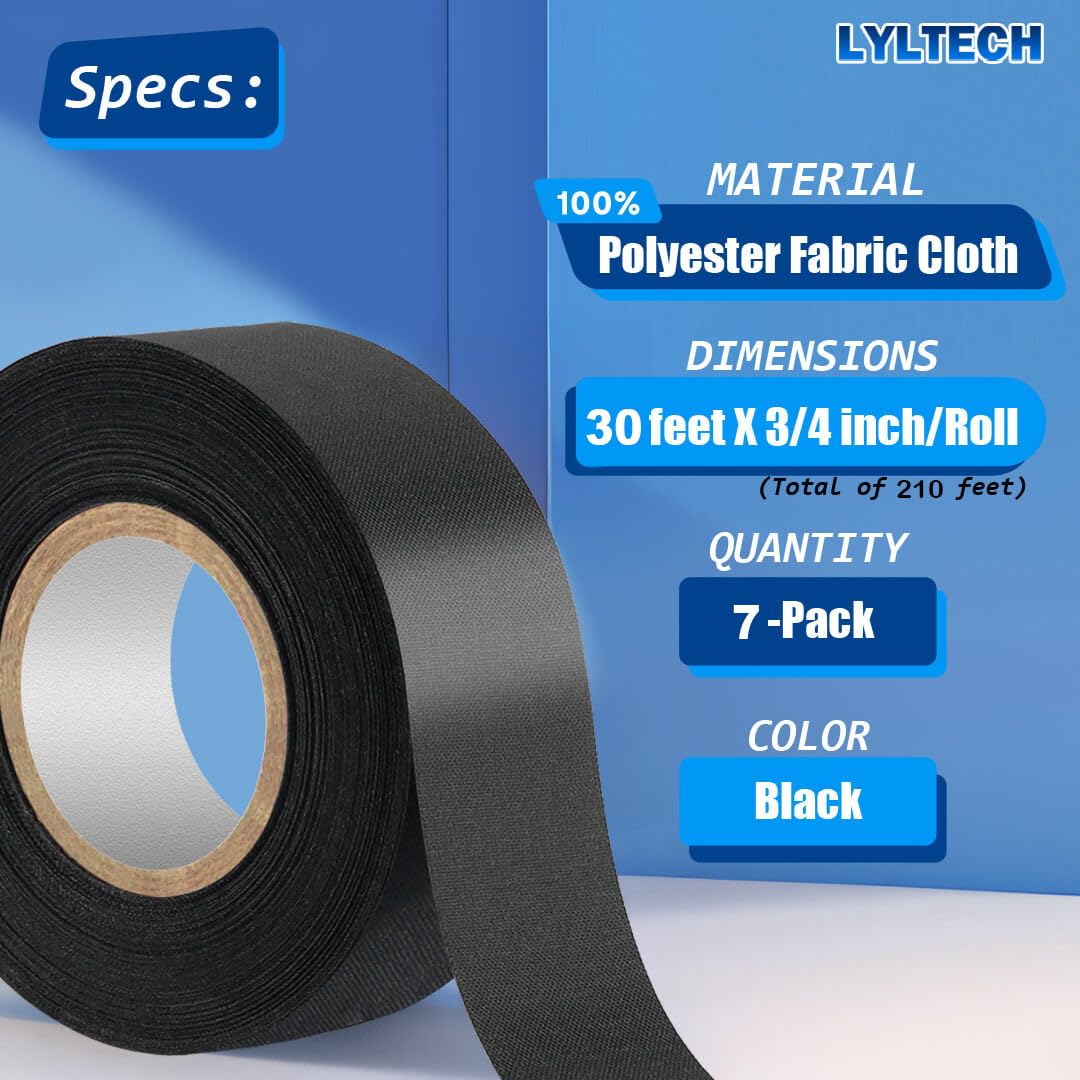 Polyester Cloth Tape for Automotive Wire Harness 7 Rolls