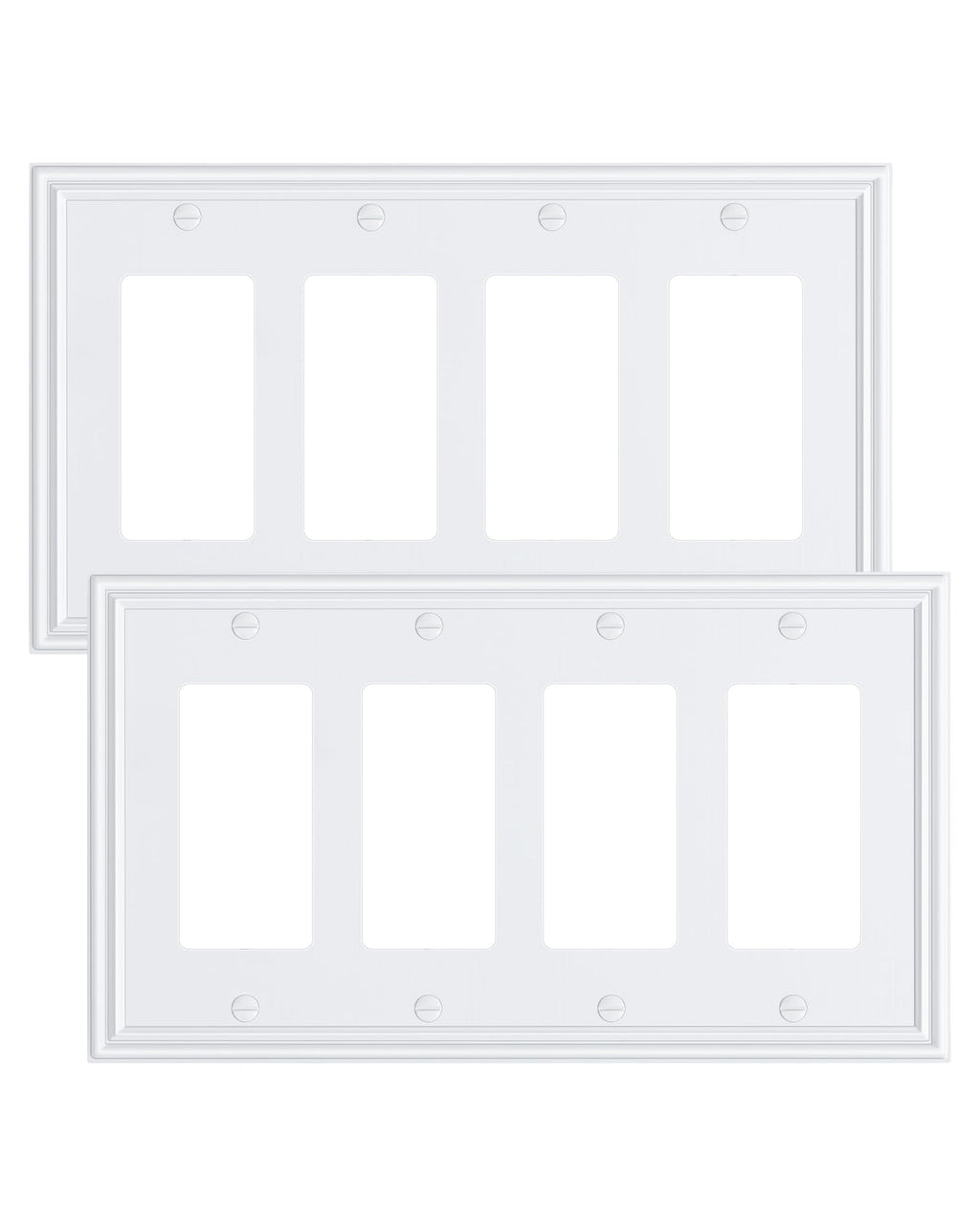 2-Pack Zinc Alloy Quad Decorator Outlet Cover Plate, Solid Wall Plates