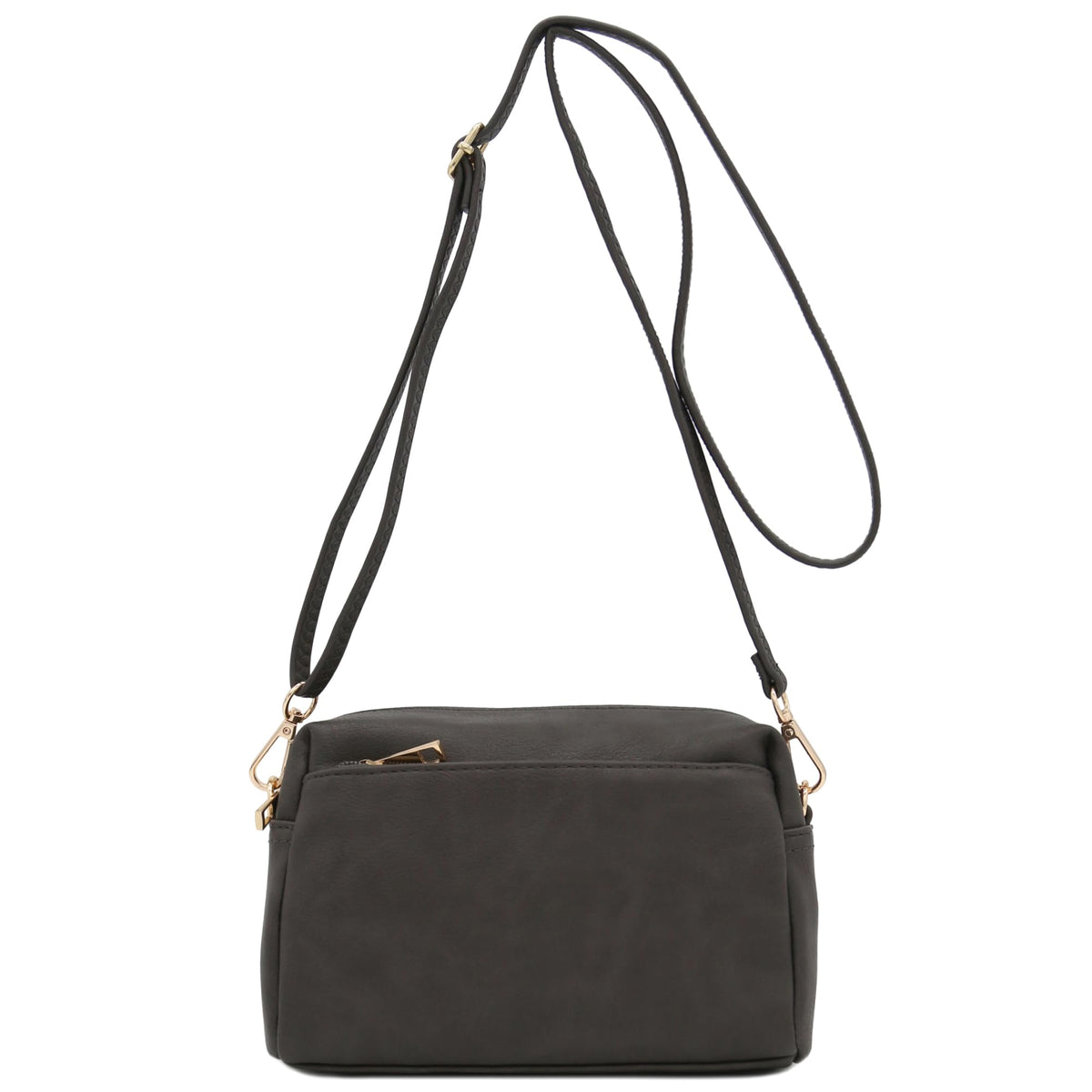Triple Zip Small Crossbody Bag (Dark Gray)