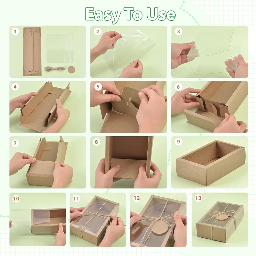 30pcs Kraft Drawer Gift Boxes 7.8x4.7x2.3 inch
