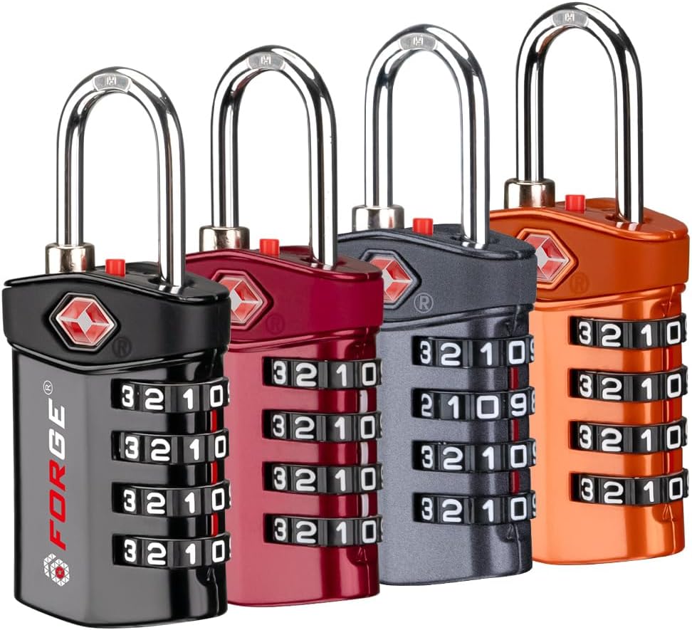 4-Digit Combination Lock, TSA Approved Locks for Luggage, Travel, Gym, School, Suitcase, Backpack, Pelican case, Easy