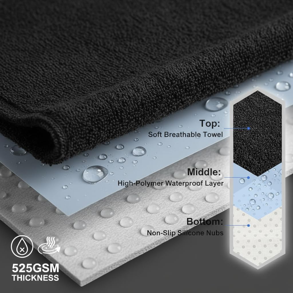 2 Pack Waterproof Towel Car Seat Covers, 1kg Heavy Duty 3-Layer Microfiber Sweat Protector, Non-Slip Machine Washable