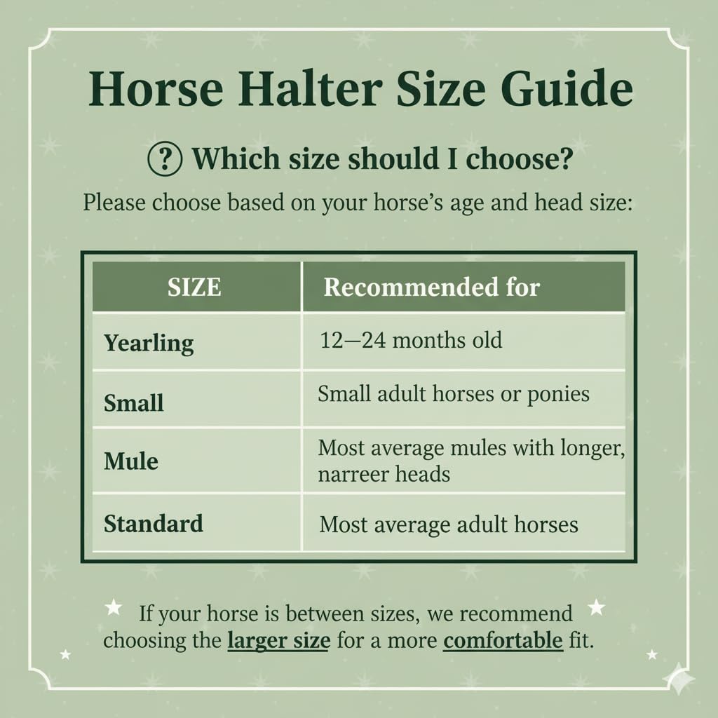 Rope Horse Halter, Braided Training Halter with Hand-Knotted Design, Multiple Sizes for Yearling, Small, Mule &