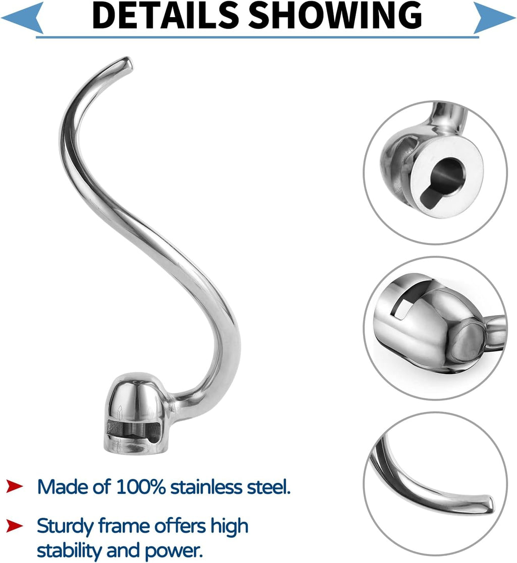 Stainless Steel Spiral Dough Hook for KitchenAid 5 Plus-6QT Mixer