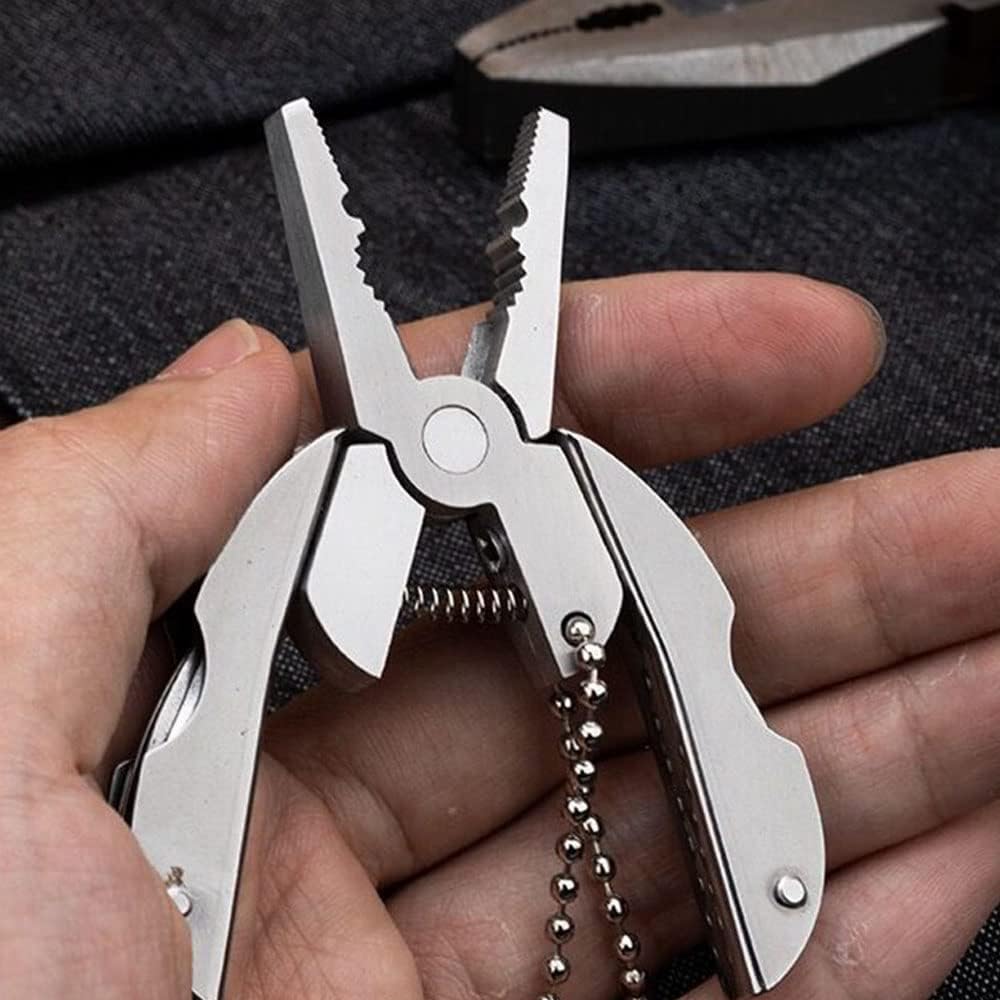 7-in-1 Micro Pocket Stainless Steel Foldable Multitool with Screwdrivers, Pliers for Keychain