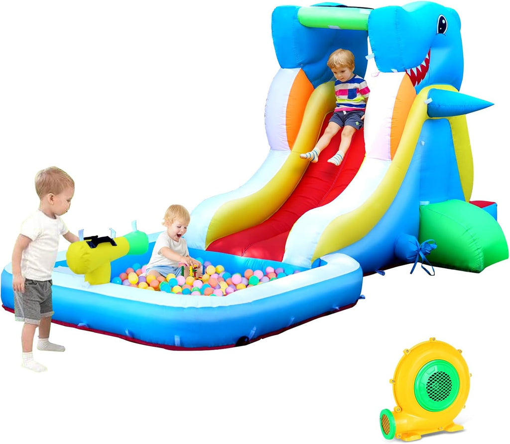 Inflatable Water Slide, Bounce House for Kids Backyard, Toddler Blow Up Bouncer with Air Blower, Splash Zone