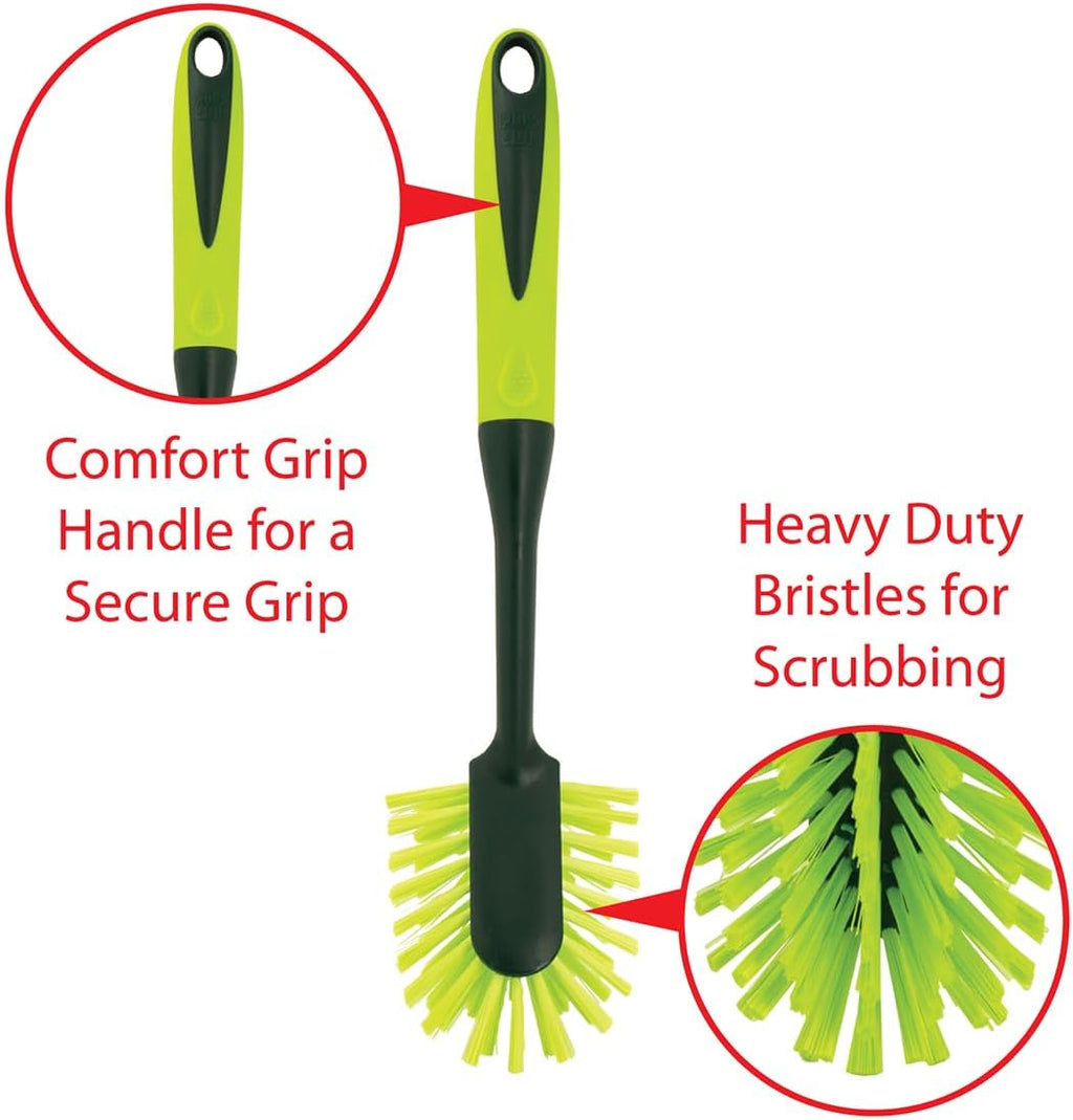 Scrub Brush Set - Long Handle Cleaning Brushes with Heavy Duty Bristles and Comfort Grip - Scrubbers for Kitchen