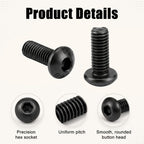100 Pcs M3 x 8mm Hex Socket Button Head Cap Screws Bolts