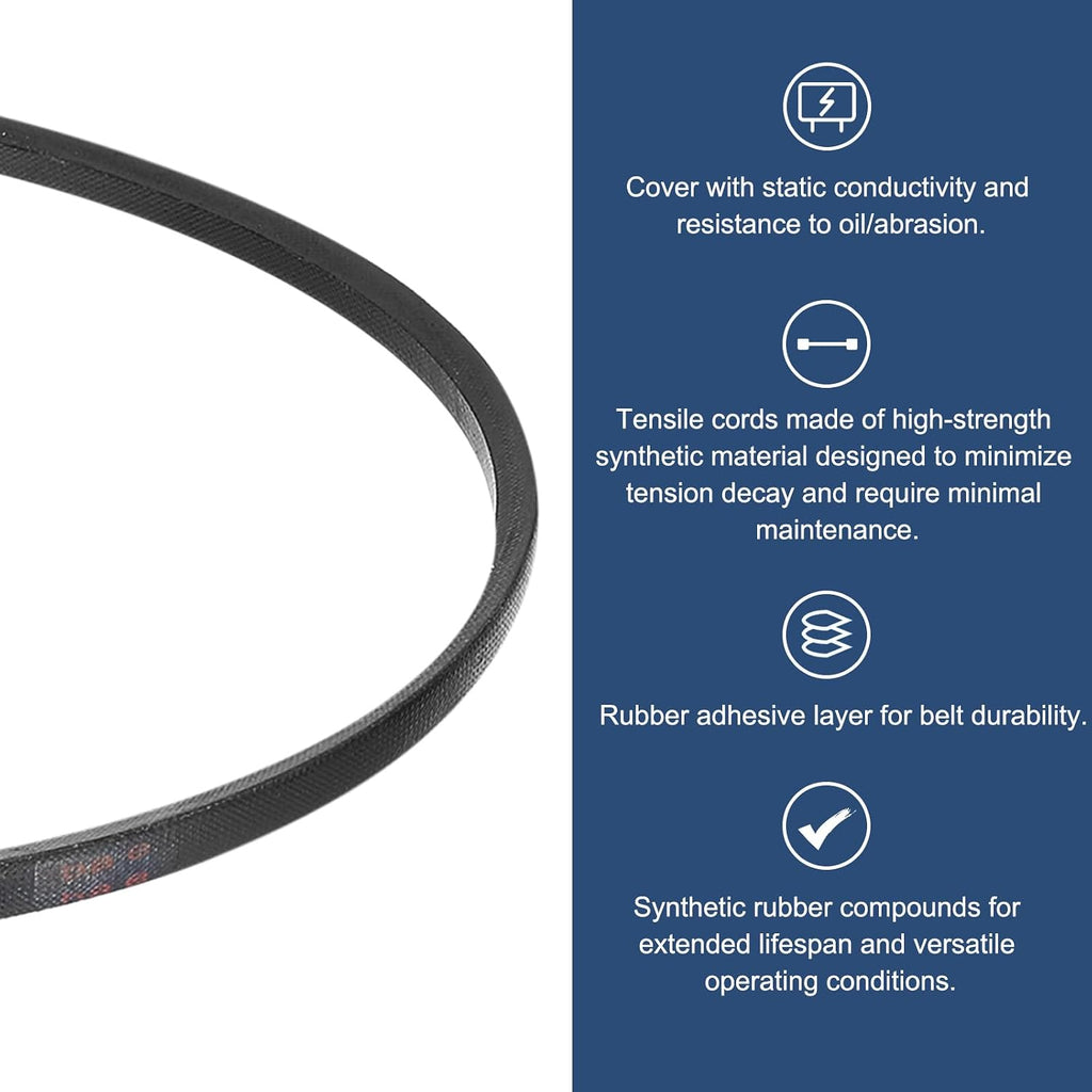 uxcell 2 Pcs 3L330 Classic Wrapped Rubber V-Belt, 33"(838mm) Outside Circumference, 3L Profile V Belt 3/8" Width 7/32" Height