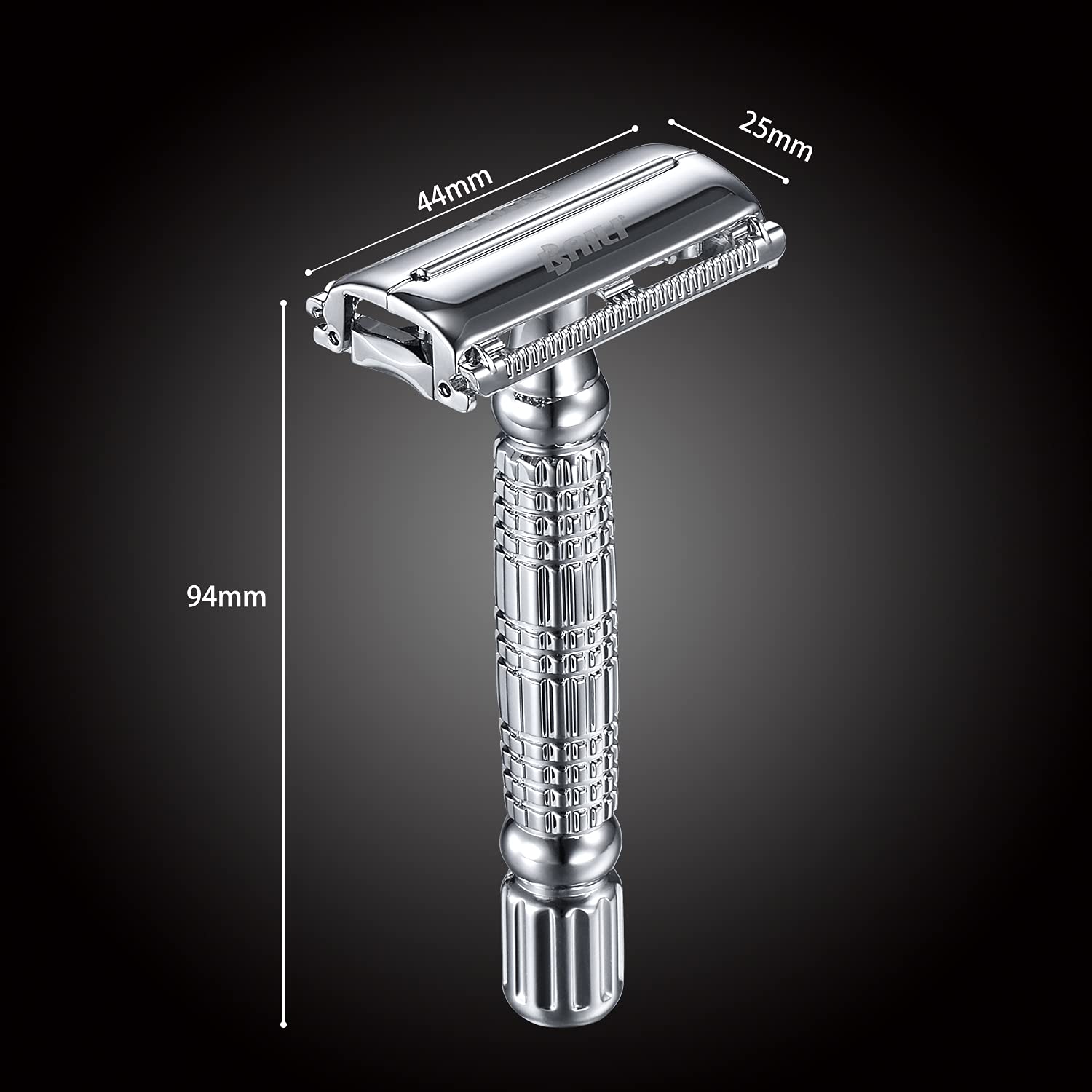 Butterfly Open TTO Double Edge Metal Safety Razor Wet Shaving Kit for Men Women with Platinum Blade and Mirrored