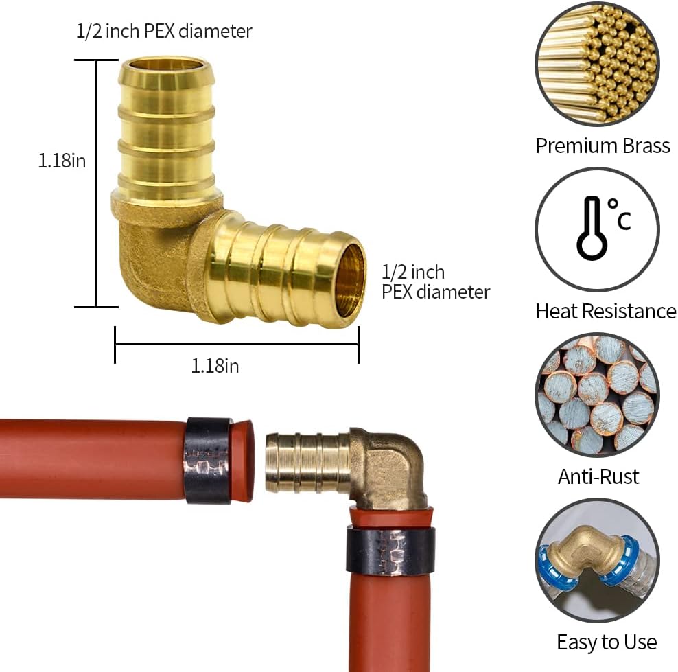 20pcs 1/2" Brass PEX Fitting Combo with Tees"T", Elbows, Couplings