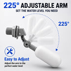 2 Pack 1/2 Inch Straight Thread Auto Fill Float Valve, Automatic Water Level Control Valve with 225° Adjustable Arm for Water Tank, Pond, Chicken Waterer, Livestock Trough