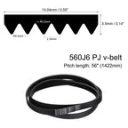 uxcell 560J6 PJ V-Ribbed Belt 6 Ribs 56" L x 0.55" W x 0.14" H, EPDM