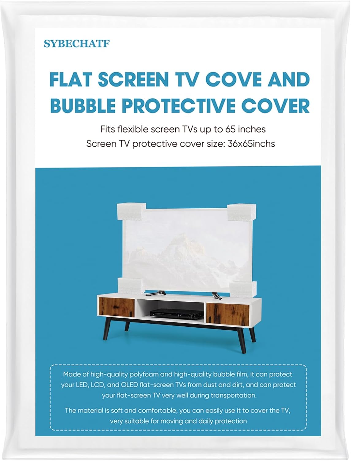 Foam Flat Screen TV Cover and 4 Foam large corner protectors Fits 65''TV