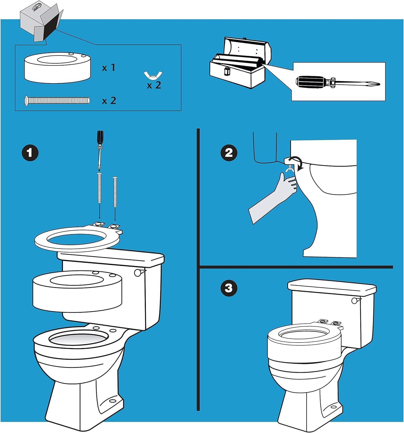 Toilet Seat Riser, Elongated Raised Toilet Seat Adds 3.5 inches to Toilet Height, Assists with Bending or Sitting