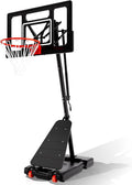 Basketball Hoop, 40&44&48IN Backboard with Portable Wheels | 10FT Hand-Crank Adjustable Basketball Goal System