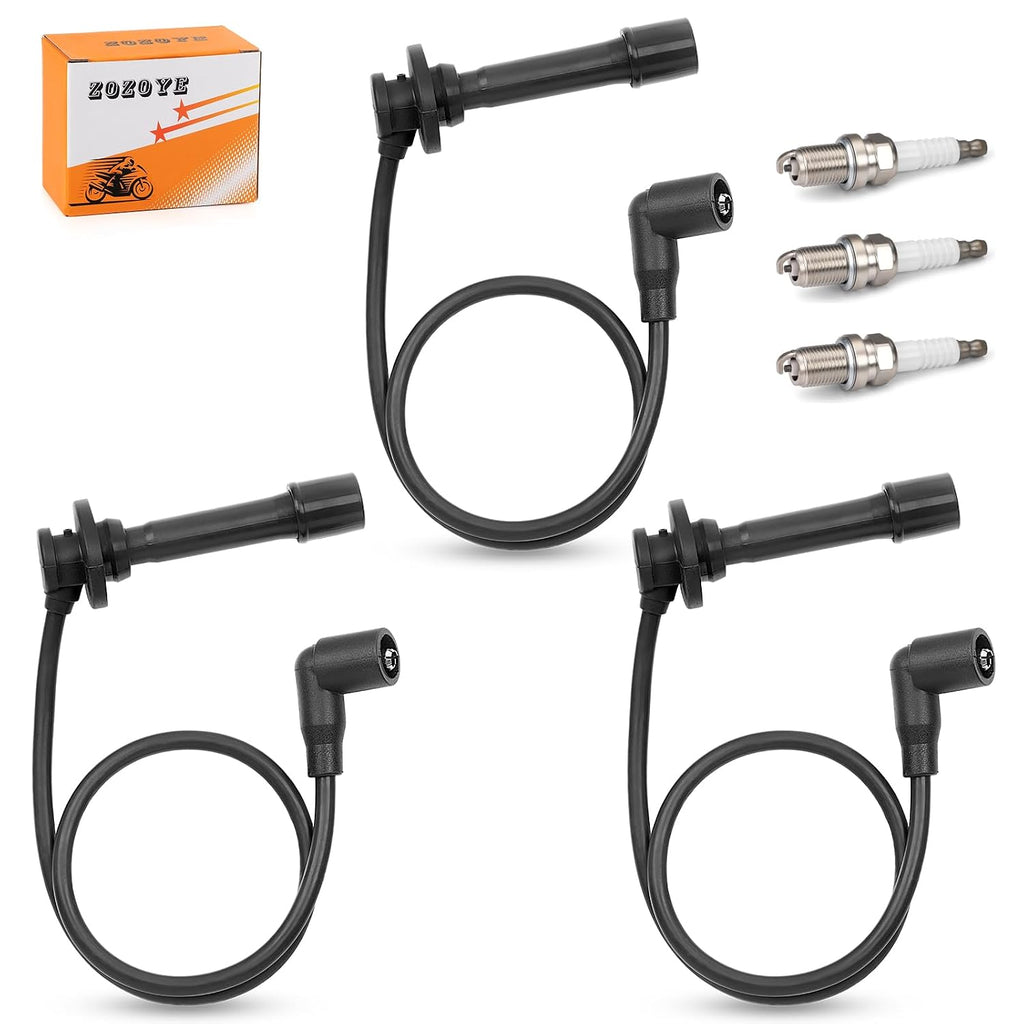 6Pcs Spark Plug Wire and Spark Plug for Kawasaki KAF820 KAT820